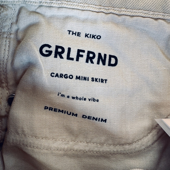 GRLFRND Khaki Cargo Mini Skirt SIZE 23 Micro Low Rise Designer Rigid $215 NEW - Picture 7 of 8